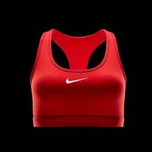 Nike red swoosh med support padded women’s Sports Bra w/ matching shorts- small